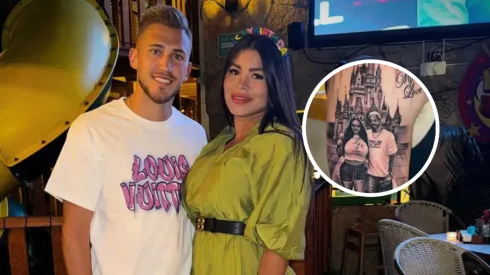 Gonzalo Piovi y un curioso tatuaje de él junto a su esposa.
