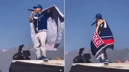 Pailita canta a todo pulmón sus canciones con bandera de Colo Colo.

