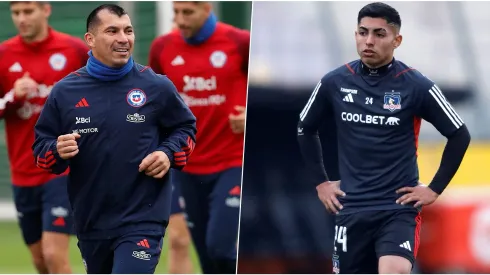 Gary Medel aconseja a Jordhy Thompson. Crédito: La Roja y Photosport.
