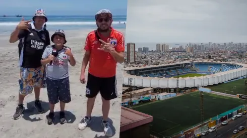 Hinchas albos viajaron a Iquique para apoyar a Colo Colo.
