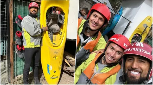 Los jugadores del plantel haciendo kayak en las afueras de Santiago.
