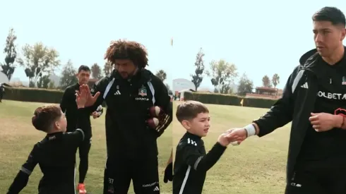 Joaquín compartió con los jugadores de Colo Colo.
