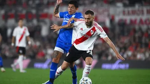 Germán Pezzella no pudo terminar el partido con River Plate.
