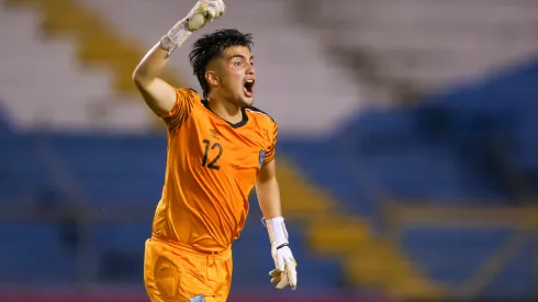 SAN PEDRO SULA, HONDURAS. JUNE 29th: Jorge Moreno #12 goalkeeper of Guatemala celebrates the goal during the quarterfinals match between Guatemala and Mexico as part of the 2022 Concacaf Under-20 Championship held at the Olimpico Metropolitano stadium in San Pedro Sula, Honduras.<br />
(PHOTO BY MIGUEL GUTIERREZ/CONCACAF/STRAFFON IMAGES/MANDATORY CREDIT/EDITORIAL USER/NOT FOR SALE/NOT ARCHIVE)
