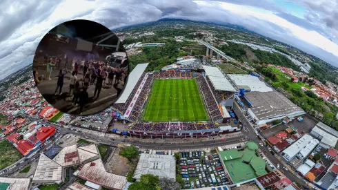 El apoyo de los morados para los jugadores del Saprissa