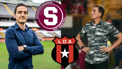 Sergio Gila de un lado, Alxandre Guimaraes del otro. Los estilos de Saprissa y Alajuelense.
