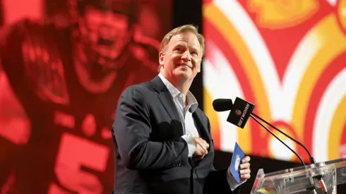 LAS VEGAS, NEVADA – APRIL 28: NFL Commissioner Roger Goodell smiles during round one of the 2022 NFL Draft on April 28, 2022 in Las Vegas, Nevada. (Photo by David Becker/Getty Images)
