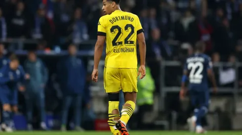 BOCHUM, GERMANY – APRIL 28: Jude Bellingham of Borussia Dortmund looks dejected after their draw in the Bundesliga match between VfL Bochum 1848 and Borussia Dortmund at Vonovia Ruhrstadion on April 28, 2023 in Bochum, Germany. (Photo by Lars Baron/Getty Images)
