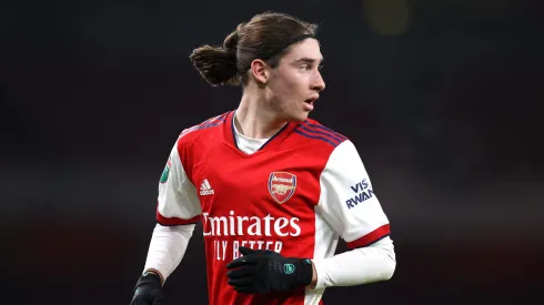 LONDON, ENGLAND – JANUARY 11: Marcelo Flores of Arsenal during the Papa John's Trophy match between Arsenal U21 and Chelsea U21 at Emirates Stadium on January 11, 2022 in London, England. (Photo by Alex Pantling/Getty Images)
