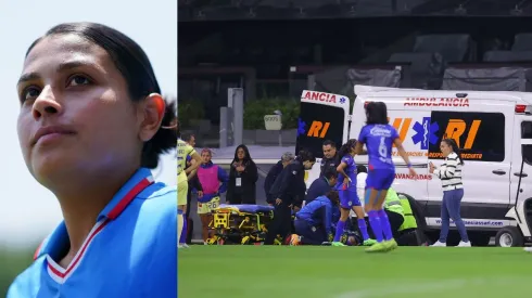Daniela Flores tuvo que ser trasladada de emergencia en ambulancia durante el duelo entre Cruz Azul y América de la Liga MX Femenil. Foto: imago7

