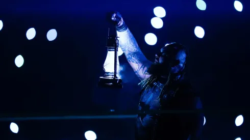 SAN ANTONIO, TEXAS – JANUARY 28: Bray Wyatt enters the arena to fight in the pitch black event during the WWE Royal Rumble event at the Alamodome on January 28, 2023 in San Antonio, Texas. (Photo by Alex Bierens de Haan/Getty Images)
