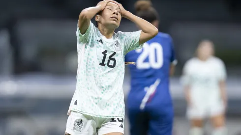 Karla Nieto en lamento, durante el partido del Clasificatorio para la Copa Oro W 2023. Foto: Imago7
