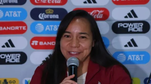 Pachuca, Hidalgo a 25 de septiembre de 2023. Charlyn Corral, durante la conferencia de prensa previa al partido de la Selección Nacional de México Femenil contra Trinidad y Tobago del torneo Clasificatorio para la Copa Oro W 2023 de la CONCACAF, celebrado en el Estadio Hidalgo. Foto: Imago7/Eloisa Sánchez
