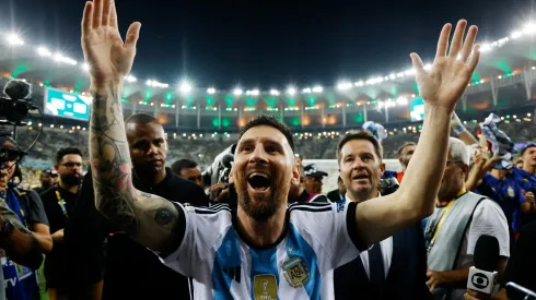 RIO DE JANEIRO, BRAZIL – NOVEMBER 21: Lionel Messi of Argentina celebrates after winning a FIFA World Cup 2026 Qualifier match between Brazil and Argentina at Maracana Stadium on November 21, 2023 in Rio de Janeiro, Brazil. (Photo by Wagner Meier/Getty Images)

