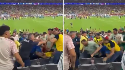 Pelea en las tribunas del México vs. Ecuador dejó a un seguidor noqueado.
