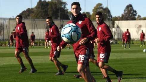 Los jugadores de River, en el predio de Ezeiza.
