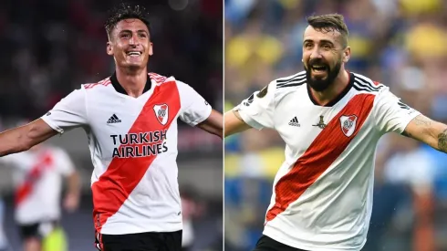 Braian Romero y Lucas Pratto, protagonistas de dos goles idénticos y sacando desde el medio.
