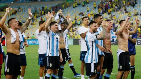 El festejo de la Selección Argentina luego del triunfo histórico en el Maracaná.
