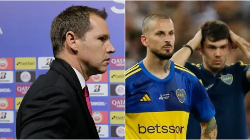 Brito y Benedetto, sufriendo después de perder una nueva final de Copa Libertadores.