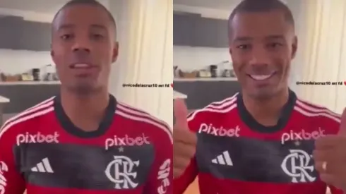 De la Cruz y su primera aparición pública con la camiseta de Flamengo.
