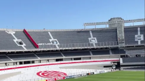 El sector de la Centenario Alta donde estarán ubicados los hinchas de Nacional. (Foto: @ObrasRiverPlate).
