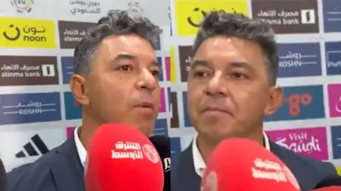 Gallardo no esquivó las preguntas de los periodistas y vivió un curioso momento. Foto: Captura de TV

