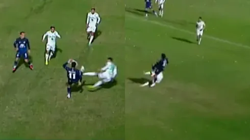 Nahuel Gallardo vio la roja en Sarmiento (J) por un patadón (Foto: Captura TV)