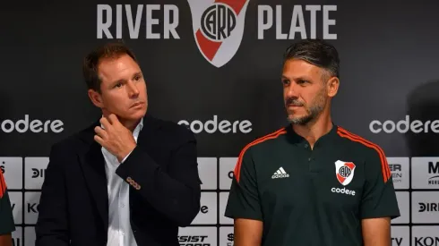 Jorge Brito y Martín Demichelis. Presidente y director técnico de River.
