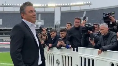 Marcelo Gallardo en su regreso al Monumental.
