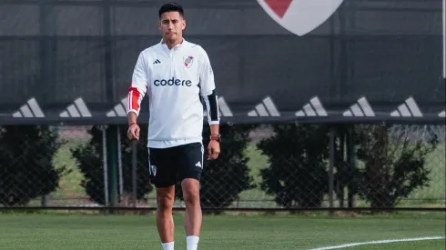 Maxi Meza tuvo su primer entrenamiento en River.
