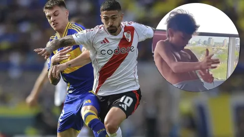 El hijo de Lanzini enloqueció con el gol de River.
