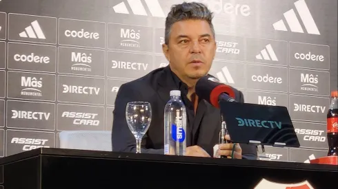 Marcelo Gallardo en conferencia de prensa en el Monumental.
