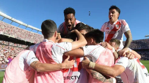 Los jugadores de River Plate, a puro festejo.