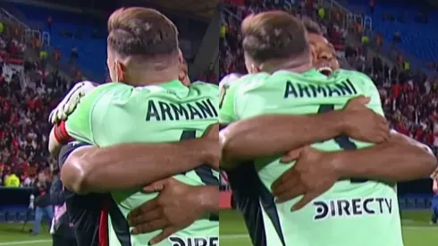 El sentido abrazo entre Borja y Armani.