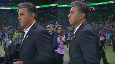 Gallardo salió a observar la entrada en calor.