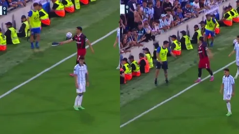 Un hincha de Racing le tiró una zapatilla a Maxi Salas.