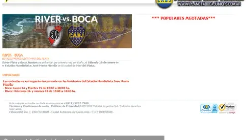 Populares agotadas para el superclásico en Mar del Plata