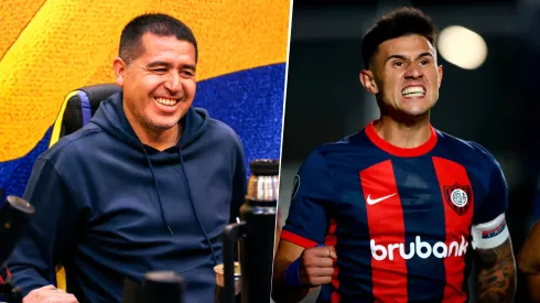 Juan Román Riquelme avanza por Bareiro. 
