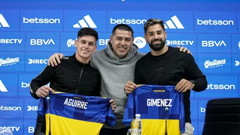 Aguirre y Giménez, presentados oficialmente como refuerzos de Boca.
