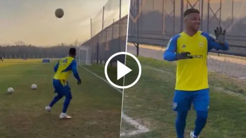 Fabra y un golazo en el entrenamiento de Boca. 
