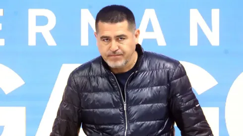 Juan Román Riquelme, en la presentación de Fernando Gago. 
