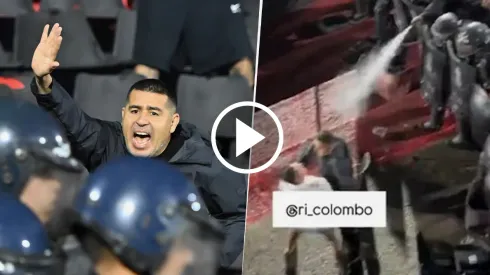 Juan Román Riquelme frenando a los hinchas de Boca en medio del gas pimienta
