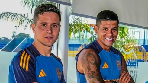 Ander Herrera y Marcos Rojo, juntos en el Xeneize.
