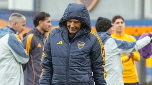 El DT presenció el entrenamiento en La Bombonera.
