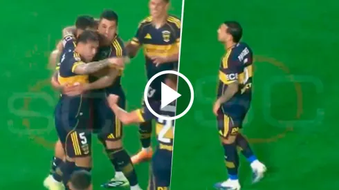 Paredes felicitó a Barinaga en el primer gol de Boca.
