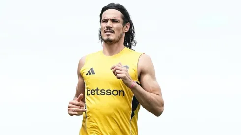 Cavani y la última con él en el entrenamiento de Boca. 
