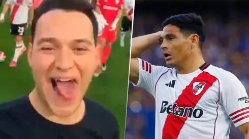 Salas golpeó a un hincha de Boca que se había metido al campo de juego.
