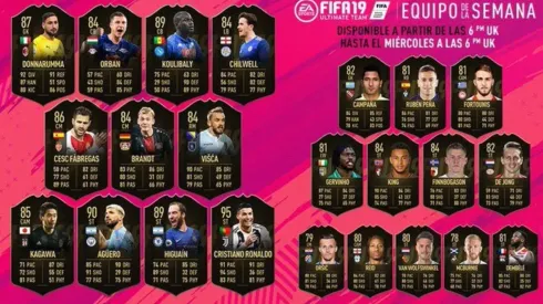 Ronaldo encabeza el poderoso equipo de la semana de FIFA 19