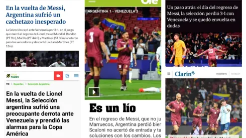 Prensa argentina: "Nunca Venezuela nos había marcado tres goles"