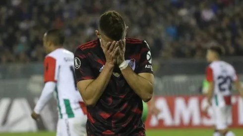 Palestino vs River Plate – 24 de abril de 2019/SANTIAGO Rafael Santos Borre se lamenta durante el partido v�lido por la fase de grupo de la Copa Conmebol Libertadores 2019, disputado en el Estadio Monumental, entre los equipos de Palestino vs River Plate.FOTO: SEBASTIAN BELTRAN GAETE/AGENCIAUNO
